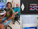 Micah Sandoval, KB4MPS, with his Elmer (mentor), James Hooper, K9QJS, work a shift making QSOs as W1AW/4. [Photo courtesy of Carol Hooper]